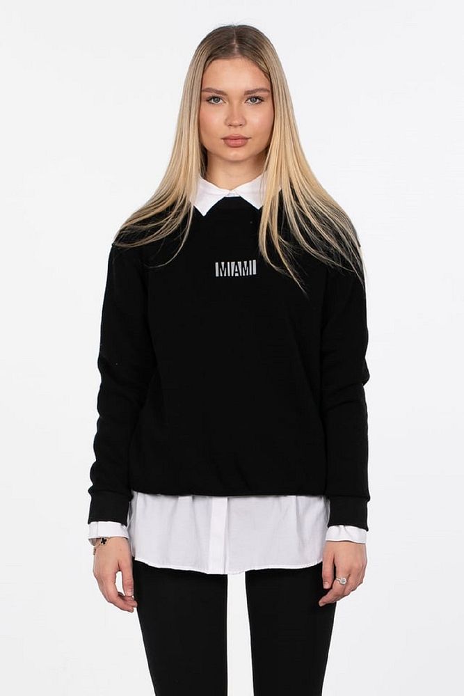 Barrels And Oil Kadın Bisiklet Yaka 3 İp Şardonlu Miami Baskılı Sweatshirt