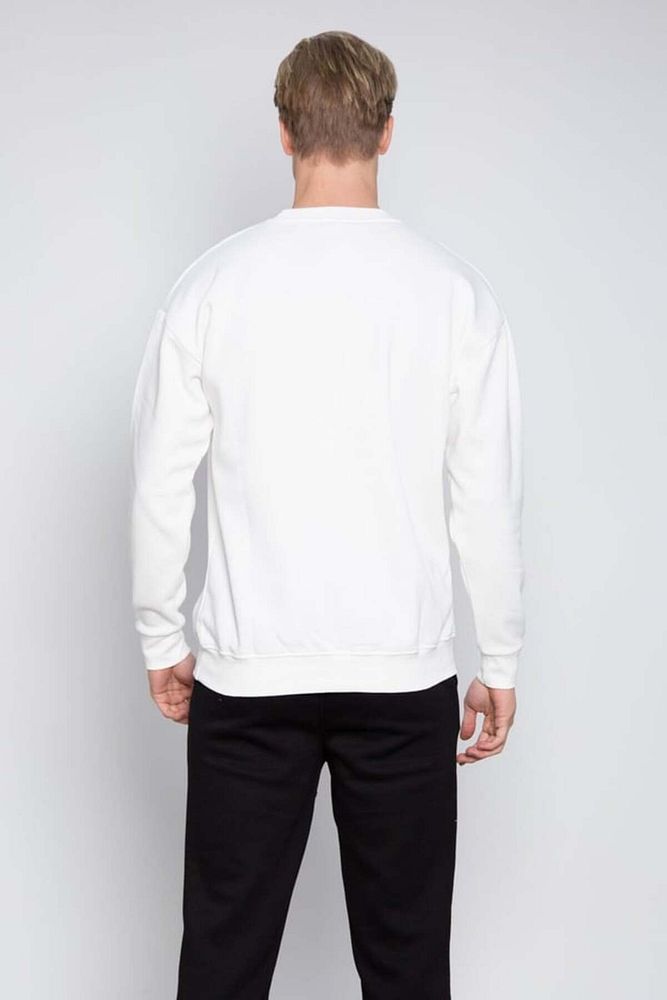 Barrels And Oil Erkek 3 İplik Şardonlu Rahat Kalıp Bisiklet Yaka Önü Baskılı Sweatshirt