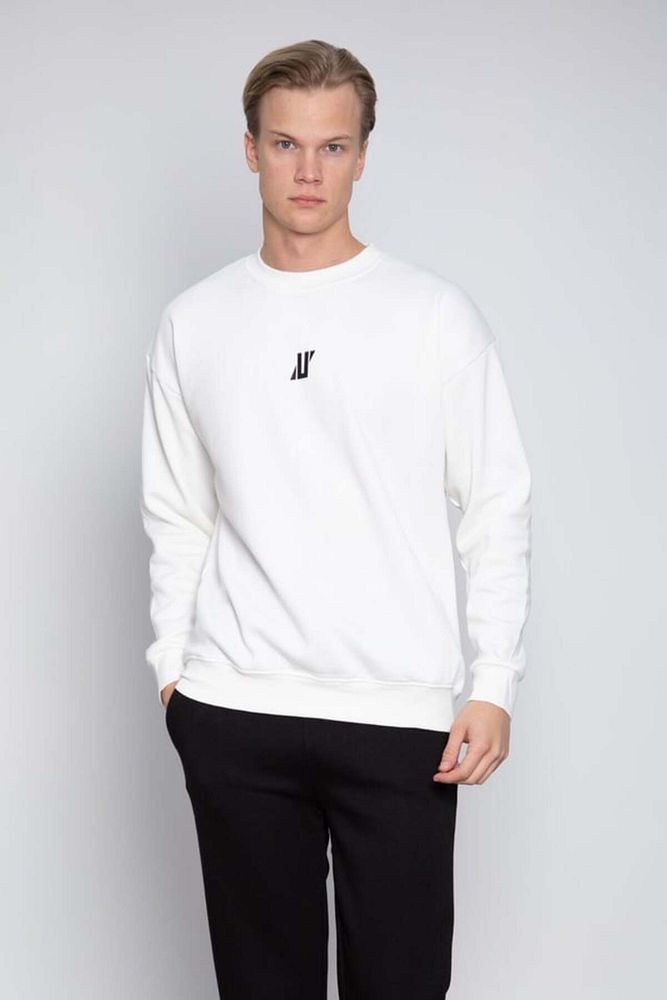 Barrels And Oil Erkek 3 İplik Şardonlu Rahat Kalıp Bisiklet Yaka Önü Baskılı Sweatshirt