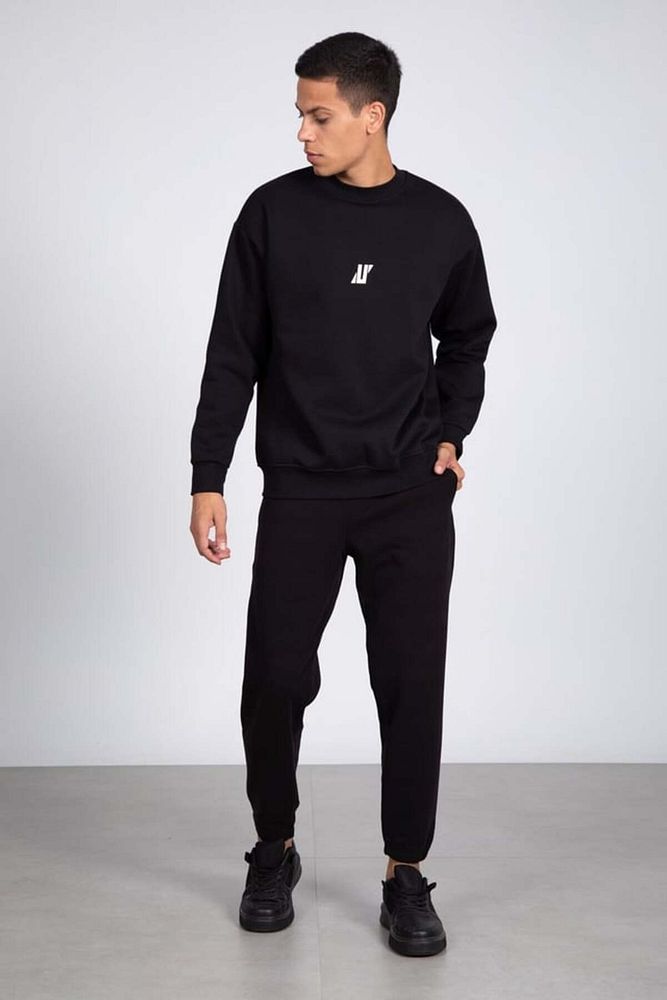 Barrels And Oil Erkek 3 İplik Şardonlu Rahat Kalıp Bisiklet Yaka Önü Baskılı Sweatshirt