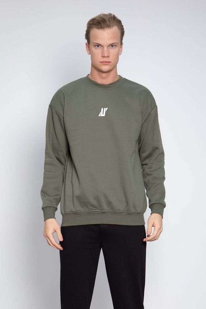 Barrels And Oil Erkek 3 İplik Şardonlu Rahat Kalıp Bisiklet Yaka Önü Baskılı Sweatshirt