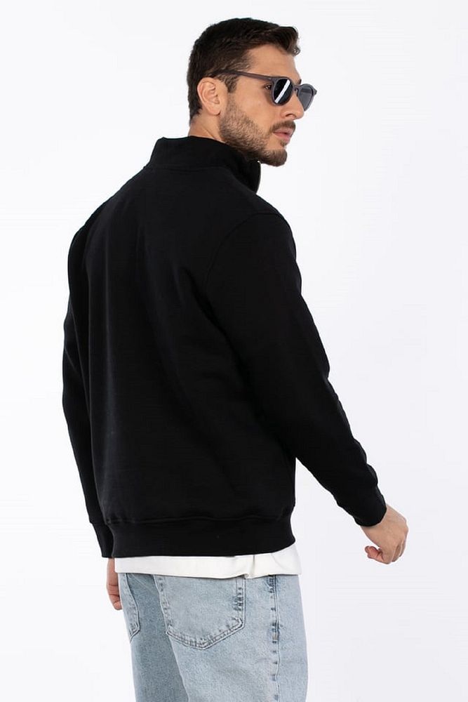 Barrels And Oil Erkek Dik Yaka 3 İplik Şardonlu Yarım Fermuarlı Rahat Kalıp Sweatshirt