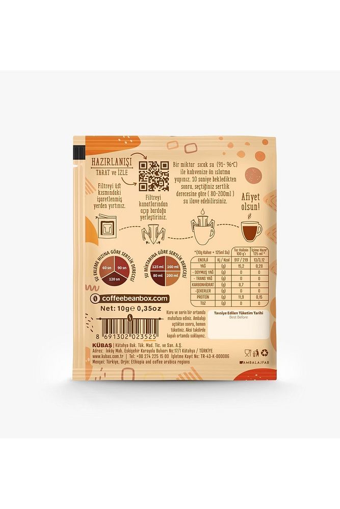 Ethiopia Filtre Kahve 10 gr X 10 Adet Aç-iç-at
