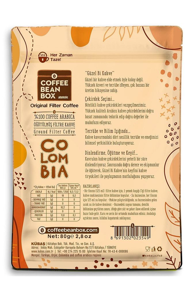 Colombia Filtre Kahve 80 gr