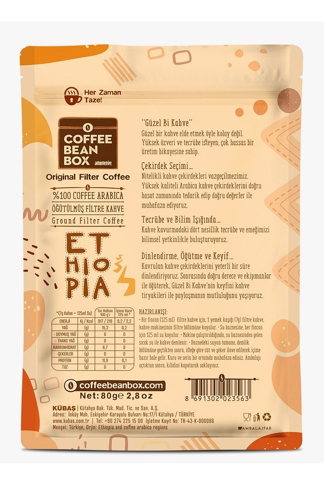 Ethiopia Filtre Kahve 80 gr