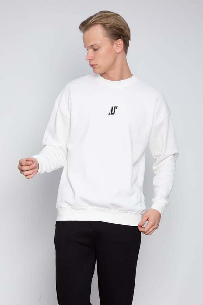 Barrels And Oil Erkek 3 İplik Şardonlu Rahat Kalıp Bisiklet Yaka Önü Baskılı Sweatshirt