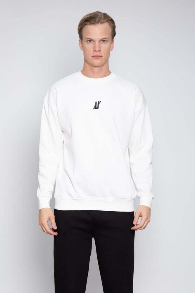 Barrels And Oil Erkek 3 İplik Şardonlu Rahat Kalıp Bisiklet Yaka Önü Baskılı Sweatshirt