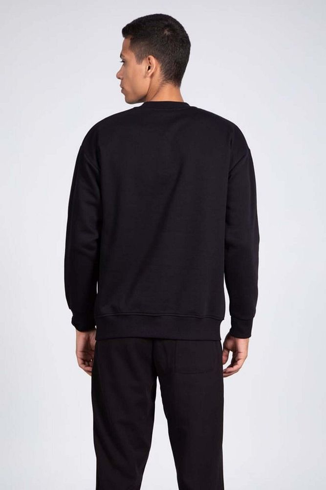 Barrels And Oil Erkek 3 İplik Şardonlu Rahat Kalıp Bisiklet Yaka Önü Baskılı Sweatshirt