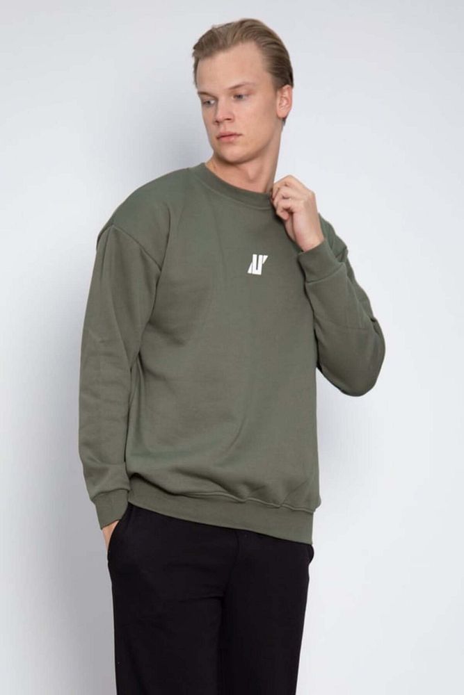Barrels And Oil Erkek 3 İplik Şardonlu Rahat Kalıp Bisiklet Yaka Önü Baskılı Sweatshirt