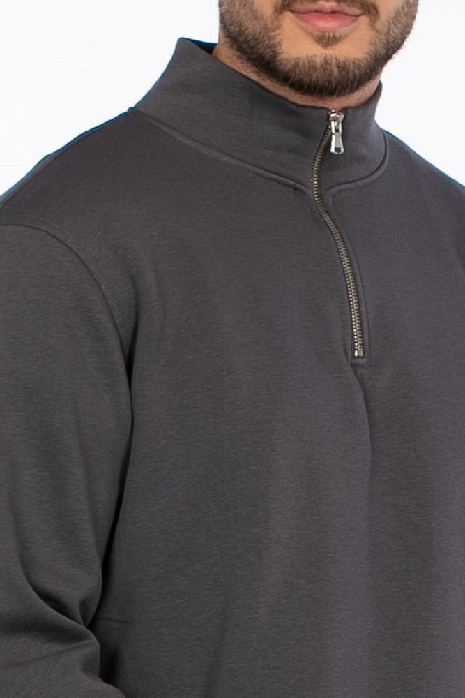Barrels And Oil Erkek Dik Yaka 3 İplik Şardonlu Yarım Fermuarlı Rahat Kalıp Sweatshirt