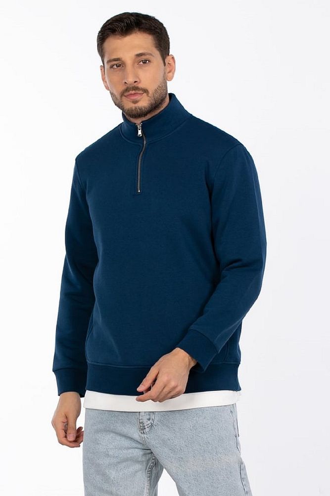 Barrels And Oil Erkek Dik Yaka 3 İplik Şardonlu Yarım Fermuarlı Rahat Kalıp Sweatshirt