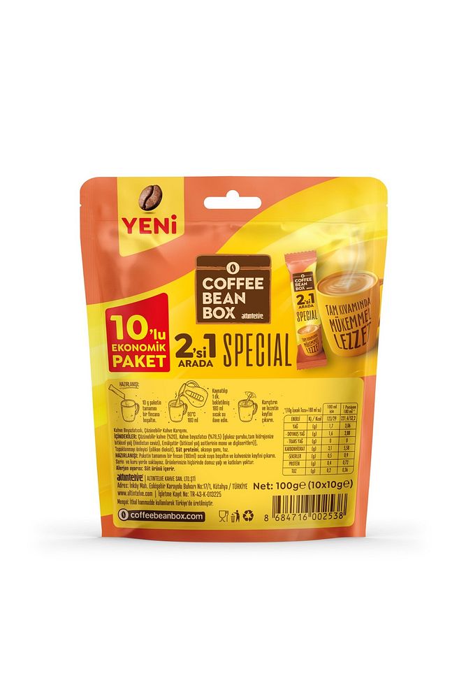 2'si 1 Arada Kahve 10 Lu X 6 Paket ( 6x10=60 adet) EKONOMİK PAKET