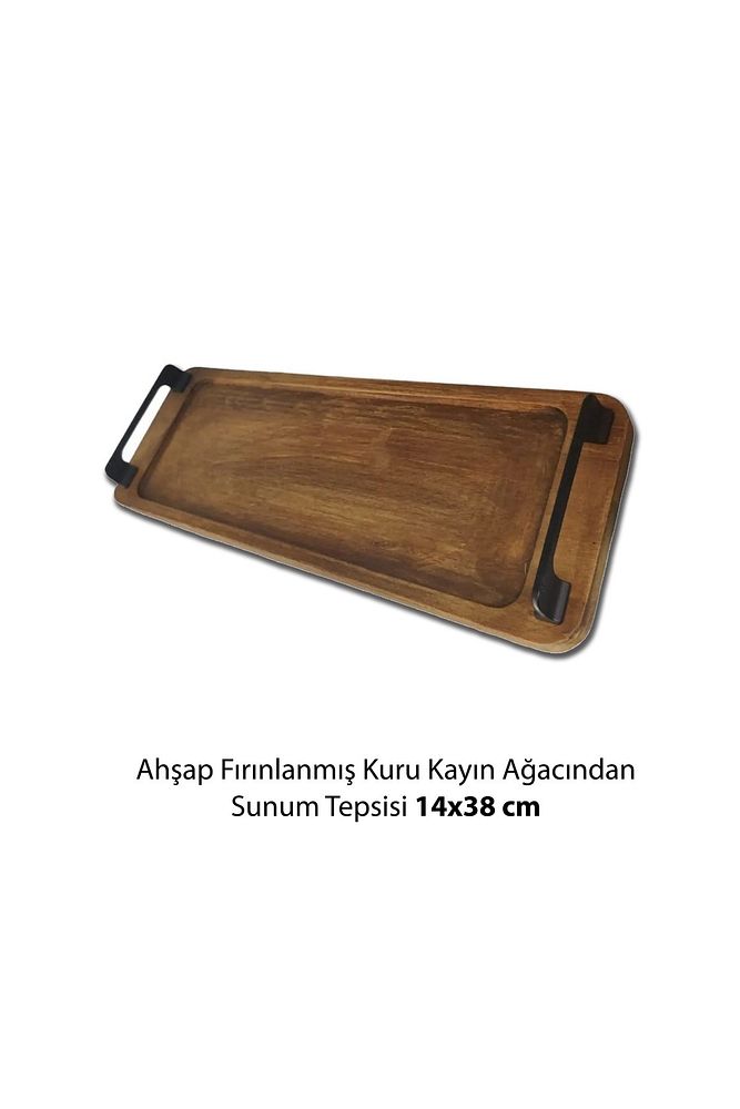 Zühre Çini Mia-karma Ahşap Fırınlanmış Kuru Kayın Çinili Sunum Tepsisi 14*40 Cm