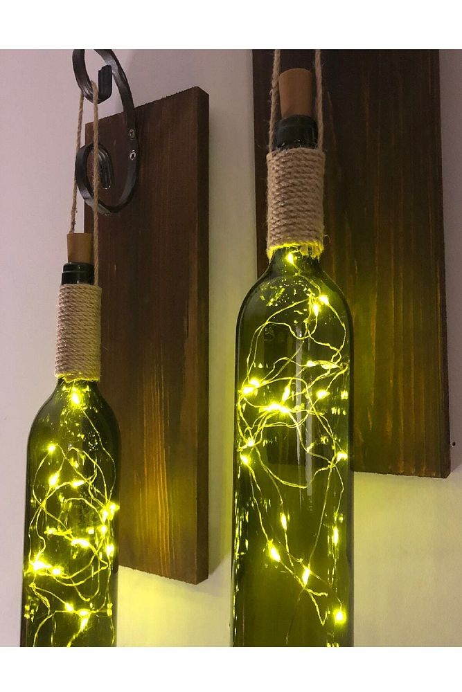 Led Işıklı Ceviz Renkli Duvar Aplik 2'li Set