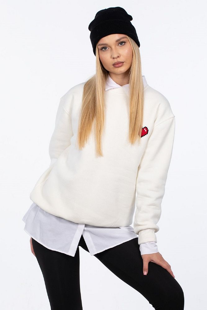 Barrels And Oil Kadın Bisiklet Yaka Üç Üplik Şardonlu Göğsü Kalp Detaylı Sweatshirt