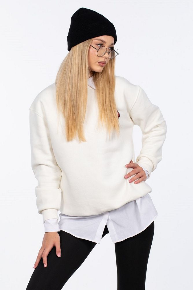 Barrels And Oil Kadın Bisiklet Yaka Üç Üplik Şardonlu Göğsü Kalp Detaylı Sweatshirt