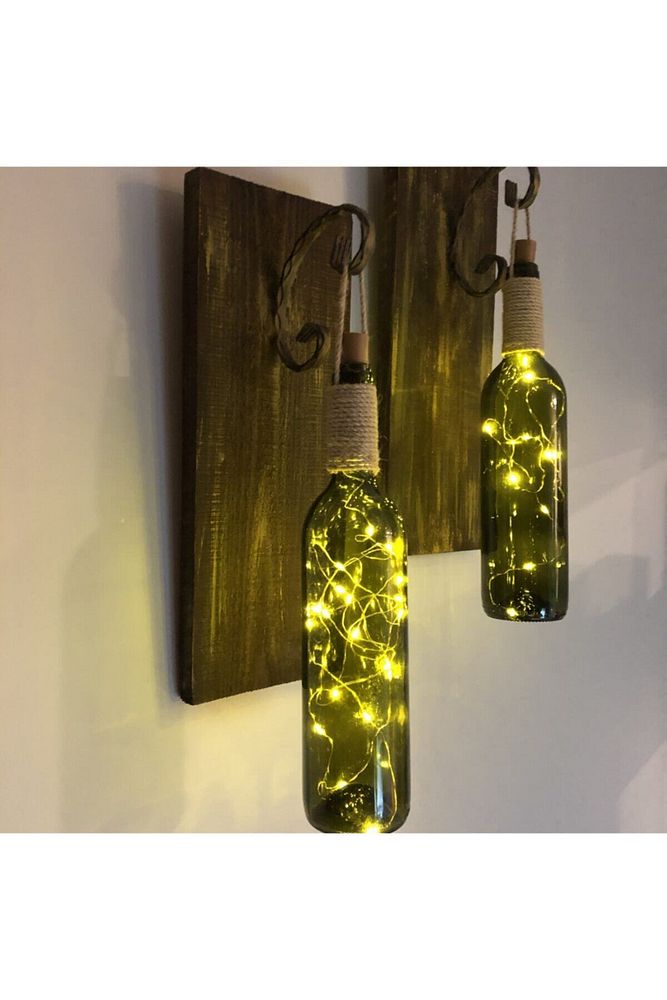 Led Işıklı Ceviz Renkli Duvar Aplik 2'li Set