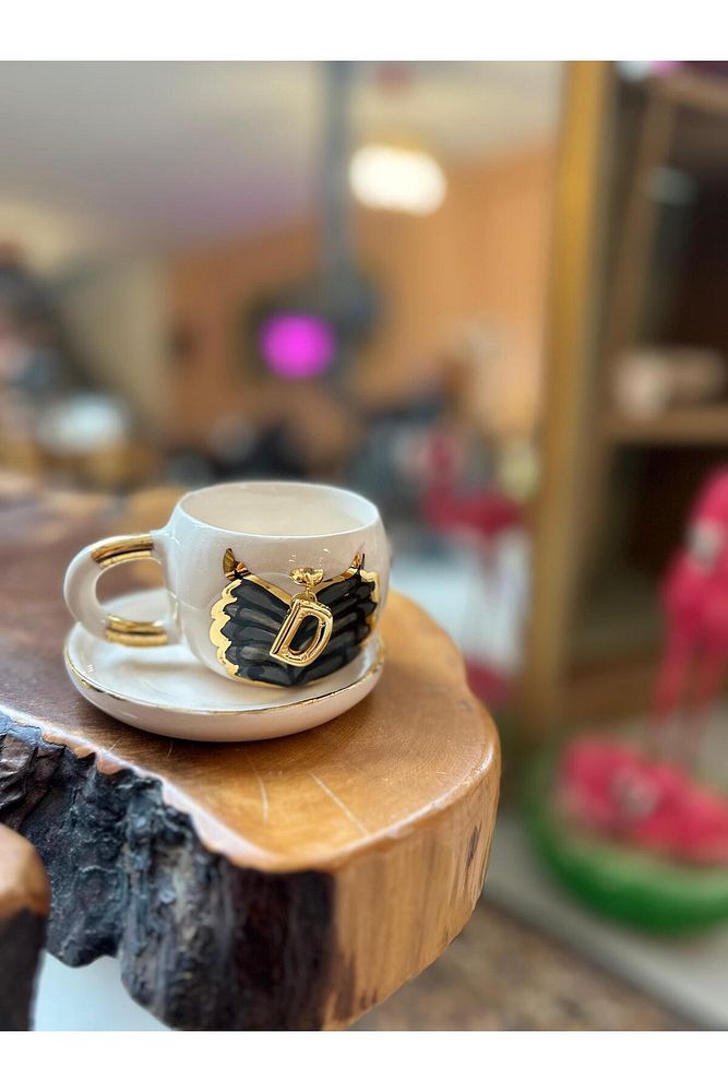 Sallanan Harf Seçenekli El Yapımı Kahve Seramik Bardak Kupa Mug
