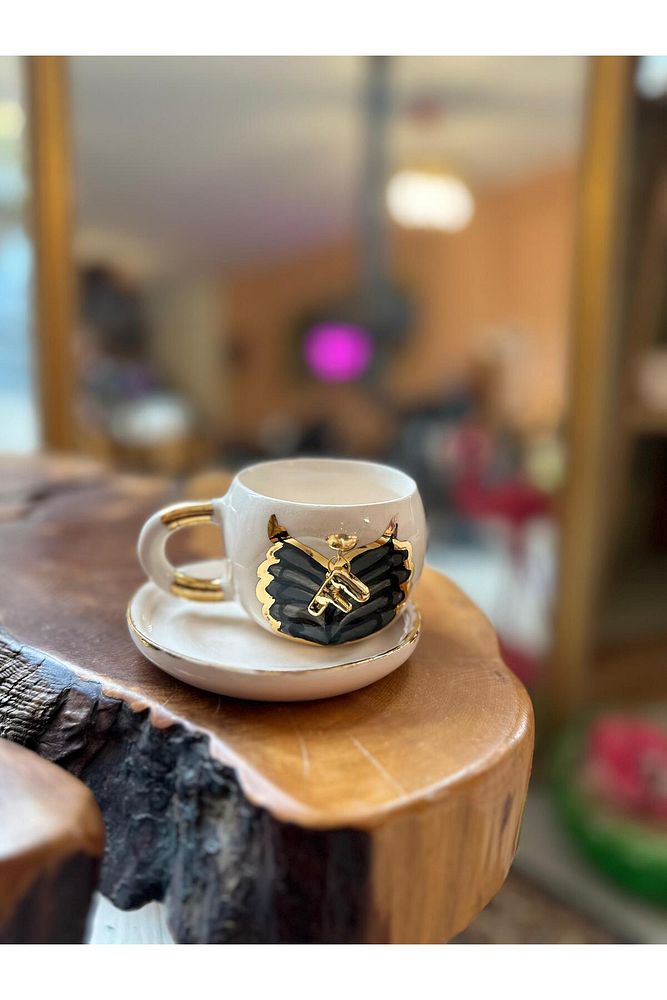 Sallanan Harf Seçenekli El Yapımı Kahve Seramik Bardak Kupa Mug