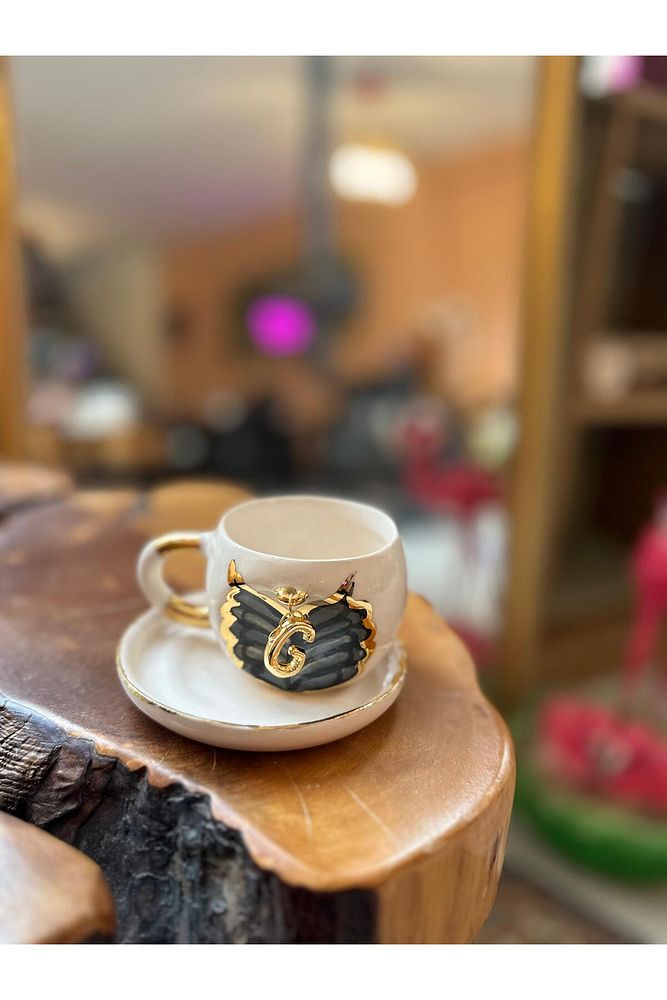 Sallanan Harf Seçenekli El Yapımı Kahve Seramik Bardak Kupa Mug