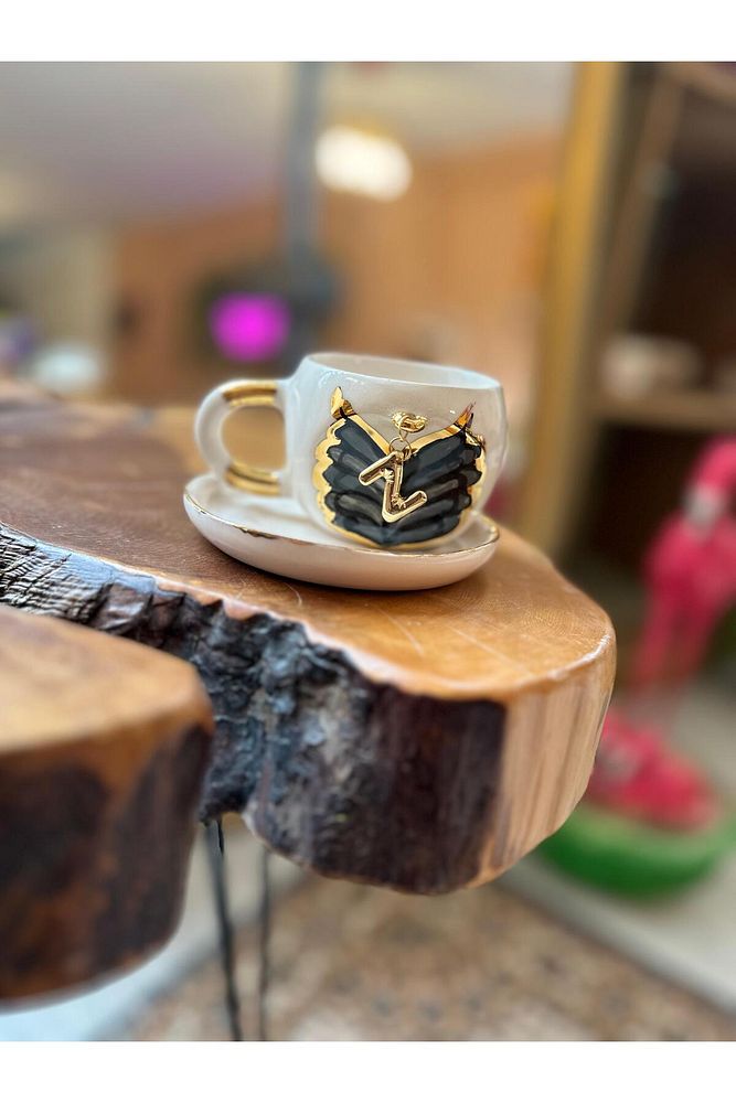Sallanan Harf Seçenekli El Yapımı Kahve Seramik Bardak Kupa Mug
