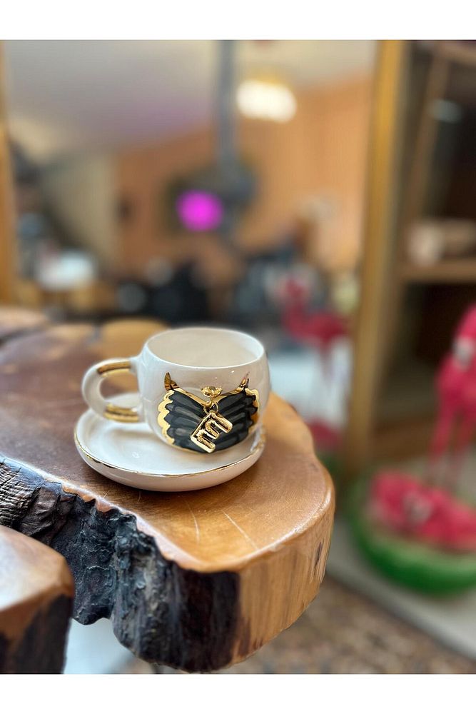 Sallanan Harf Seçenekli El Yapımı Kahve Seramik Bardak Kupa Mug
