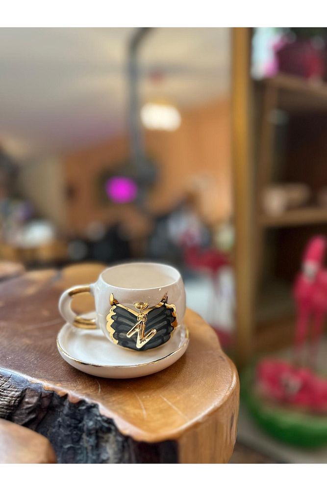 Sallanan Harf Seçenekli El Yapımı Kahve Seramik Bardak Kupa Mug
