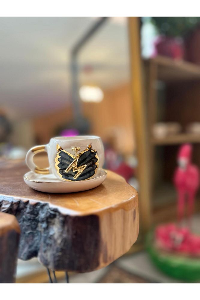 Sallanan Harf Seçenekli El Yapımı Kahve Seramik Bardak Kupa Mug