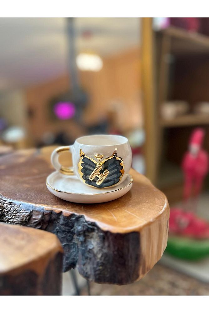 Sallanan Harf Seçenekli El Yapımı Kahve Seramik Bardak Kupa Mug