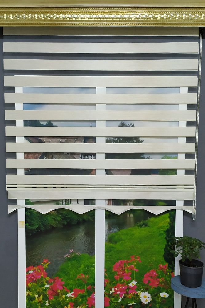 Krem Renk Bambu Zebra Stor Perde EZB004