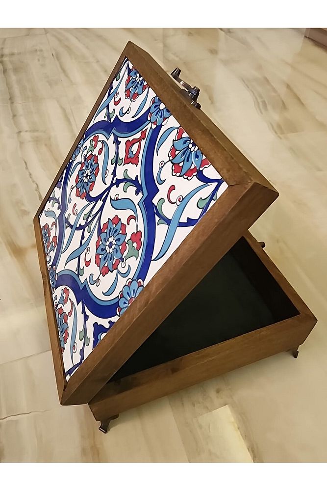 Mia92-çini Organizer - Takı-mücevher-ikramlık Kutusu Ahşap Çinili -çok Amaçlı (EL IŞÇİLİĞİ)22*22 Cm