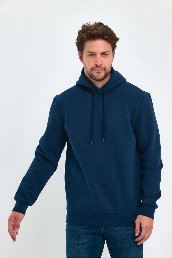 Rodi Jeans Erkek Kapüşonlu 3 İp Şardonlu Cepsiz Sweatshirt