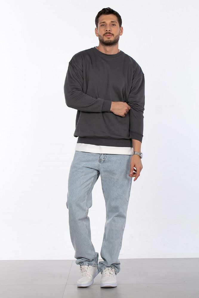 Oil Park Erkek Regular Fit Bisiklet Yaka Selanik Sweatshirt