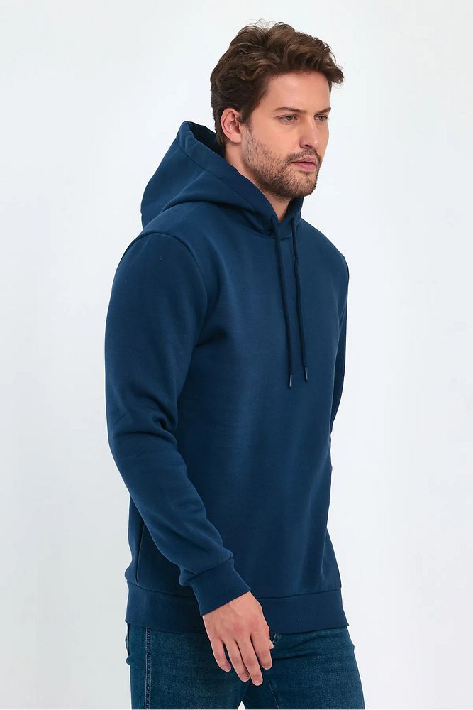 Rodi Jeans Erkek Kapüşonlu 3 İp Şardonlu Cepsiz Sweatshirt