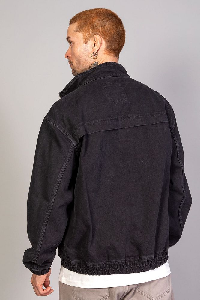 Barrels And Oil Erkek Oversize 90'S  Beli ve Kolu Lastikli Fermuarlı Cepli Bomber Kot Ceket