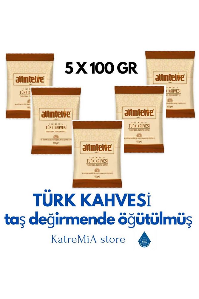 TÜRK KAHVESİ 5X100 GR (500 gr) TAŞ DEĞİRMENDE ÖĞÜTÜLMÜŞ