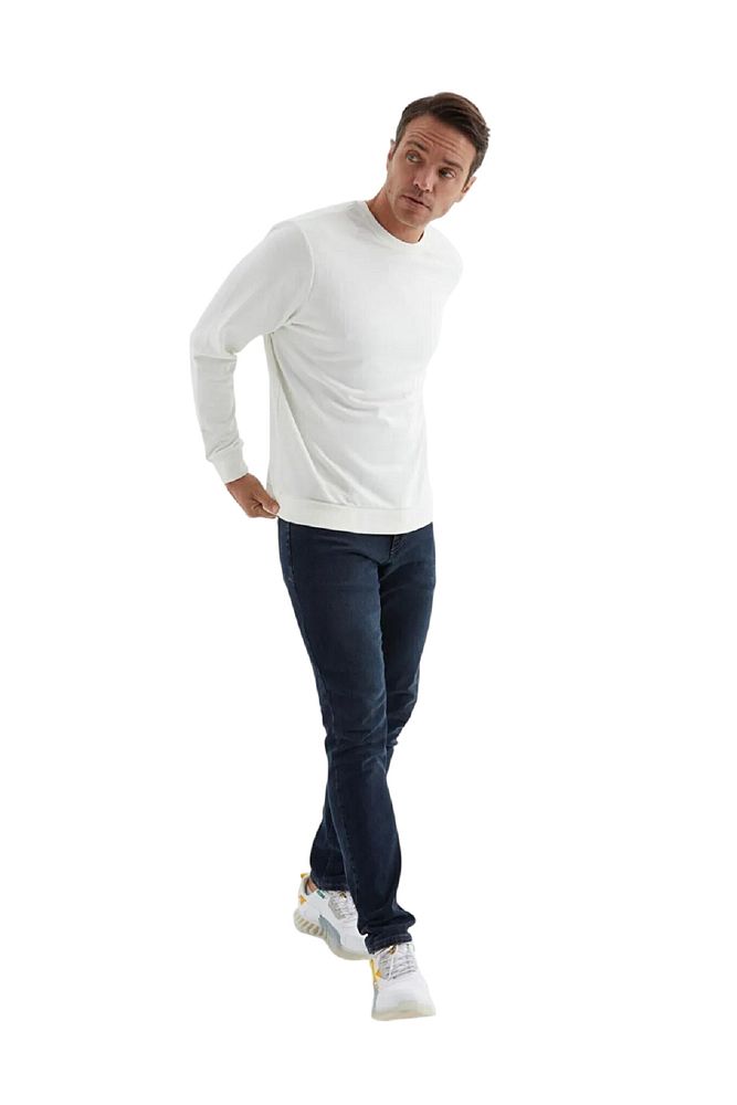 Rodi Jeans Erkek Bisiklet Yaka Relax Fit Kalıp 2 iplik Mevsimlik Baskısız İnce Sweatshirt