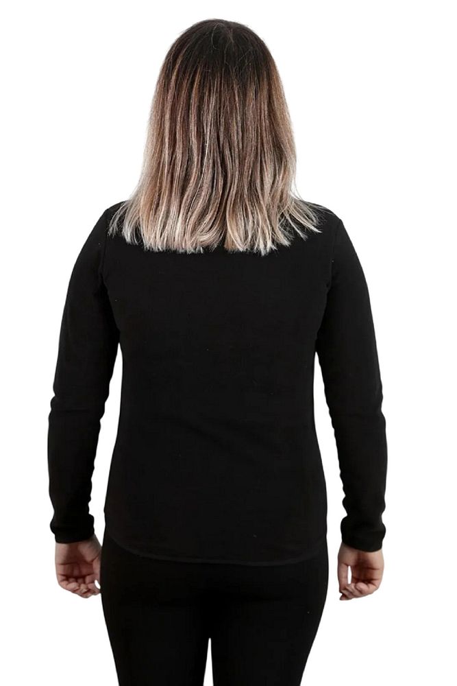 Kadın Siyah Dik Yaka Slim Fit Fermuarlı Esnek Polar Sweat