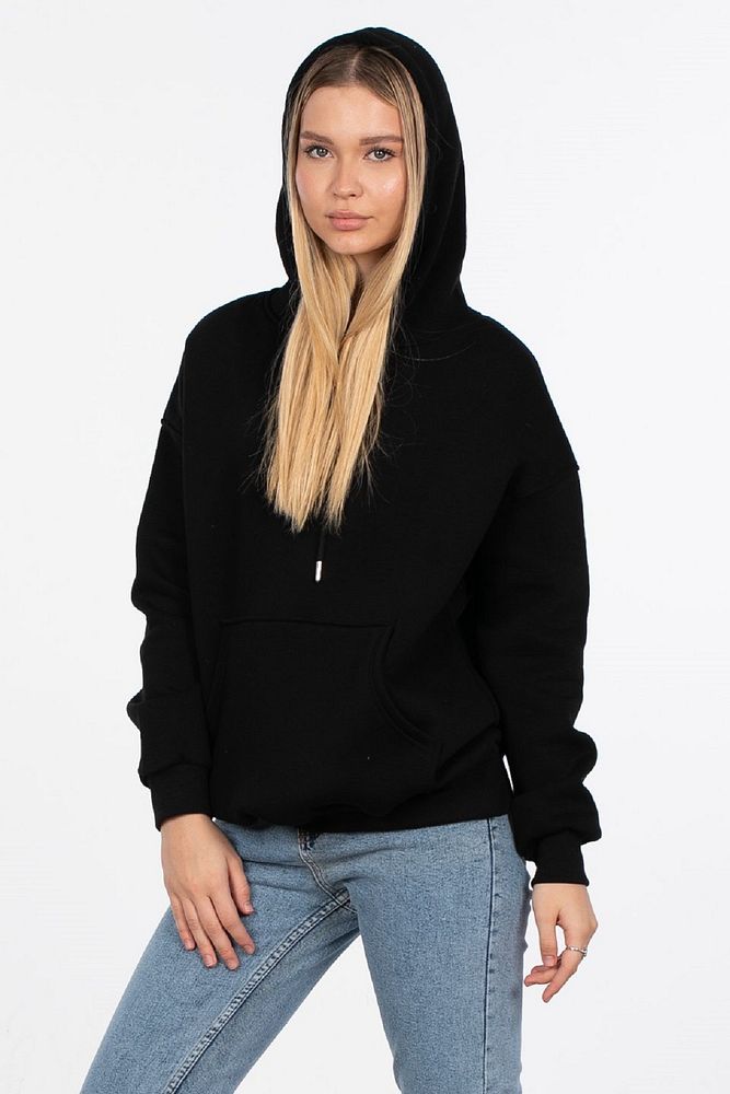 Kadın Kapüşonlu Kanguru Cepli 3 İplik Şardonlu Sweatshirt