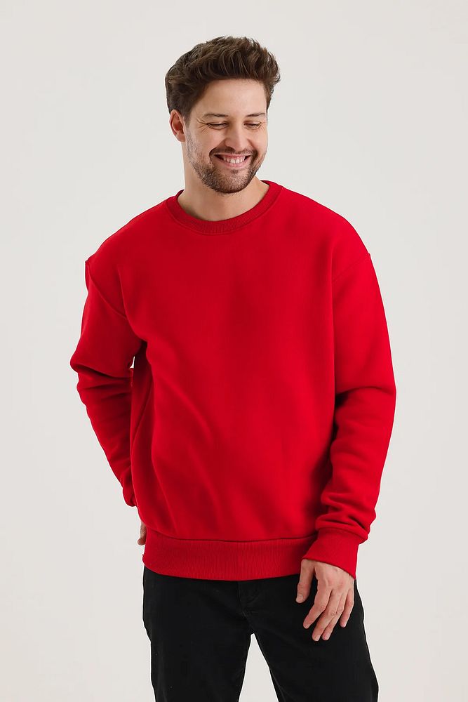 Oversize Bisiklet Yaka Ribanalı 3 İplik Şardonlu Sweatshirt