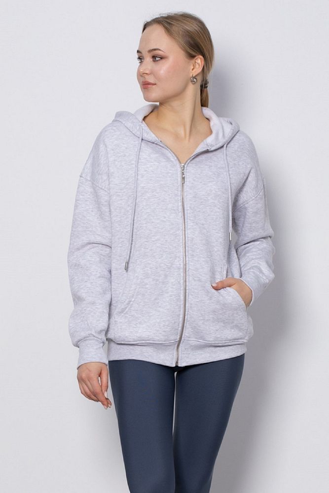Kadın Rahat Kalıp Kapüşonlu Fermuarlı Mevsimlik Sweatshirt Hırka