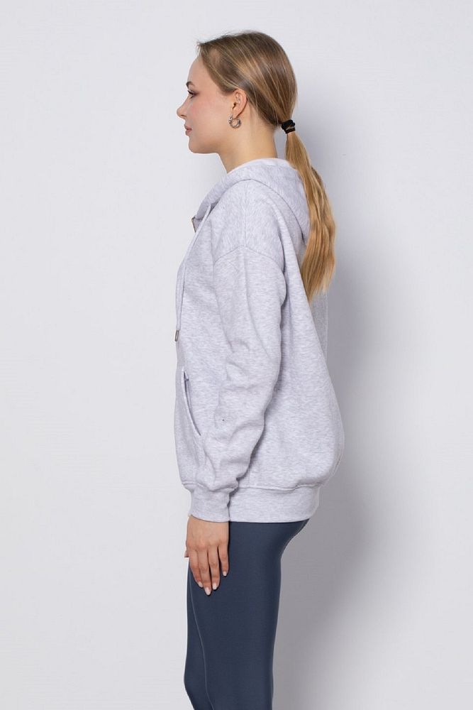 Kadın Rahat Kalıp Kapüşonlu Fermuarlı Mevsimlik Sweatshirt Hırka