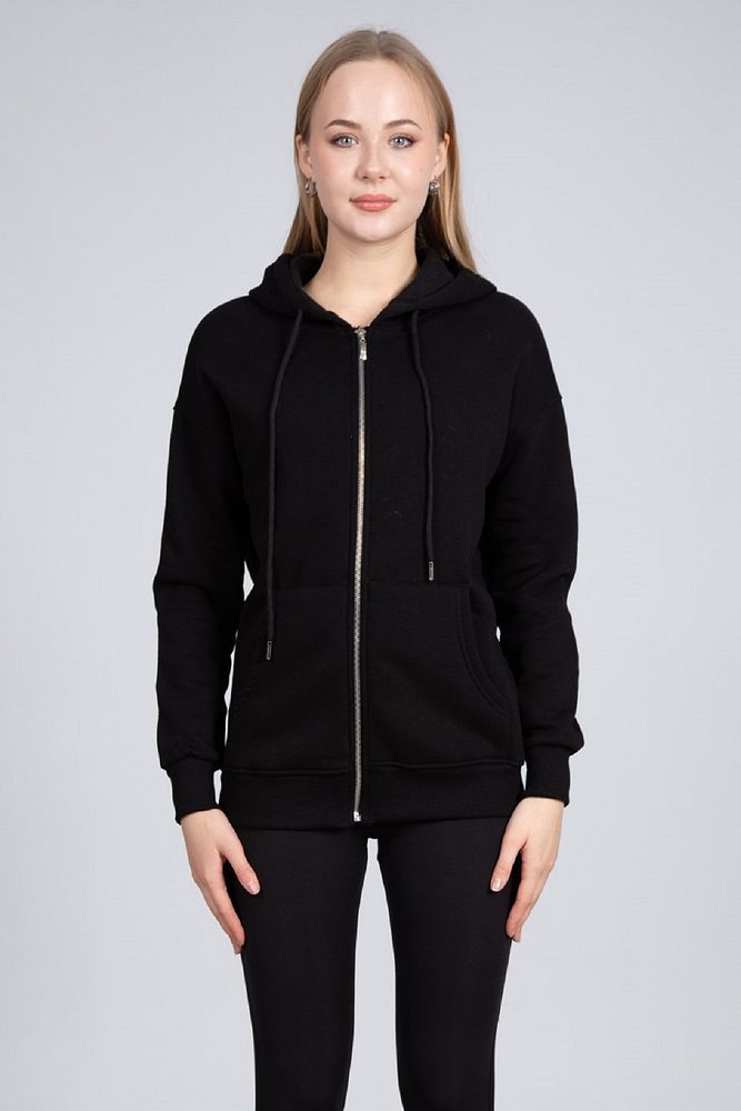 Kadın Rahat Kalıp Fermuarlı Kapüşonlu Sweatshirt
