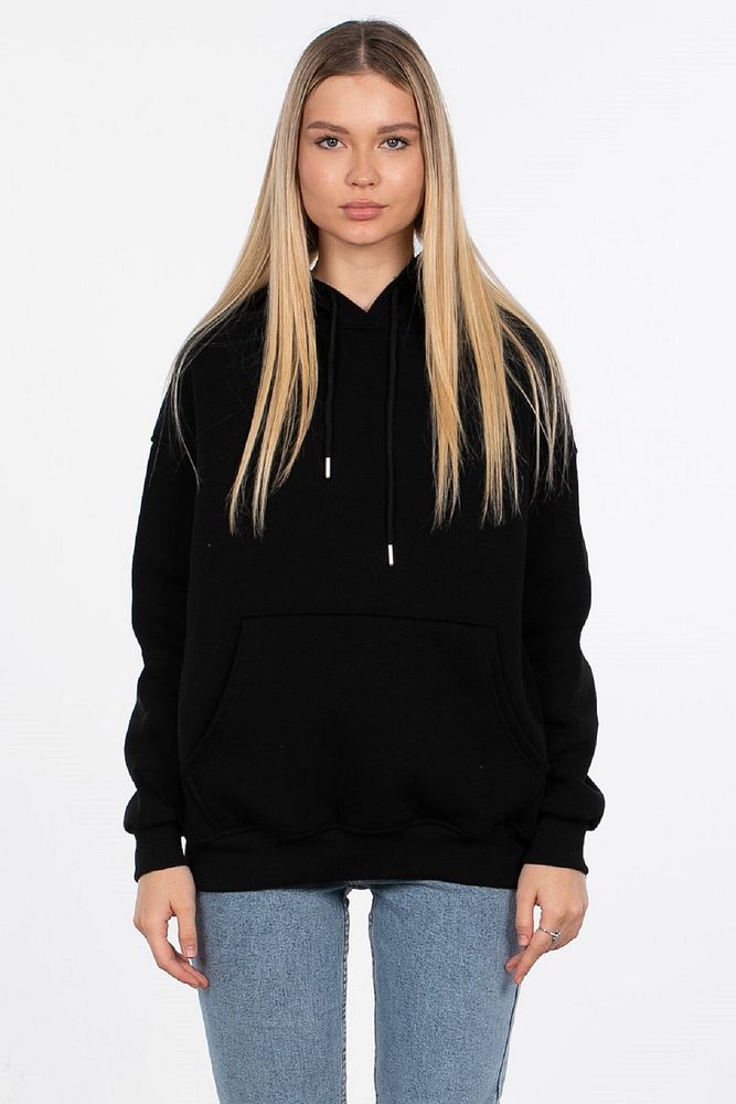 Kadın Kapüşonlu Kanguru Cepli 3 İplik Şardonlu Sweatshirt