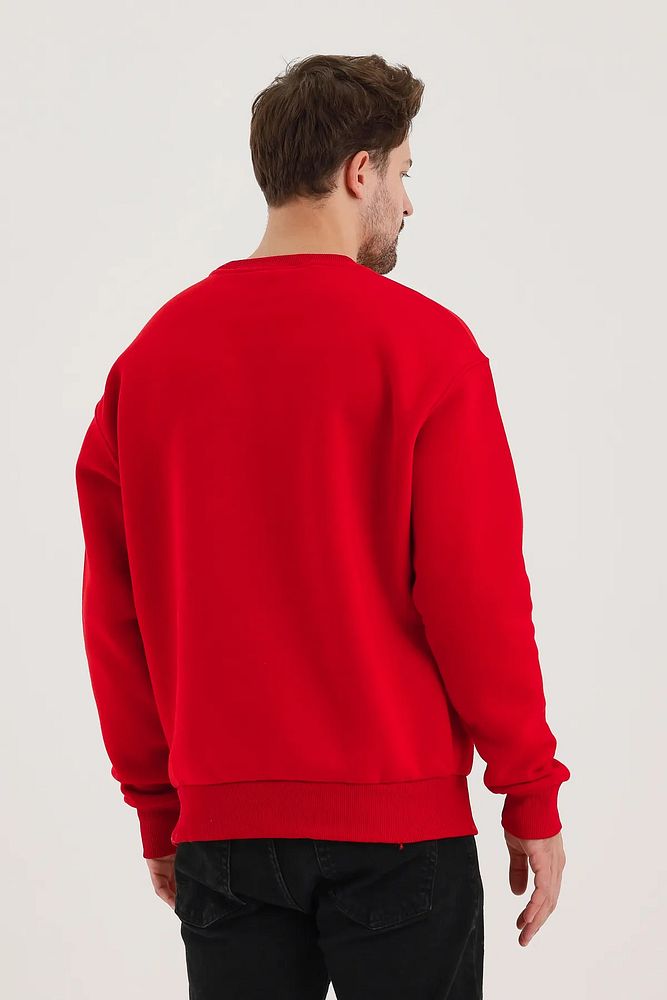 Oversize Bisiklet Yaka Ribanalı 3 İplik Şardonlu Sweatshirt