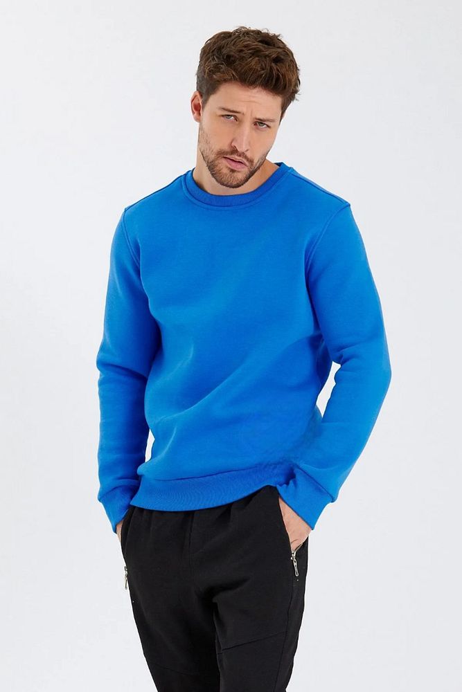 Oversize Bisiklet Yaka Ribanalı 3 İplik Şardonlu Sweatshirt
