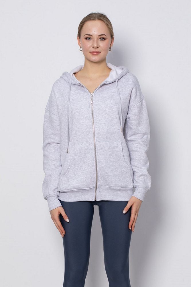 Kadın Rahat Kalıp Kapüşonlu Fermuarlı Mevsimlik Sweatshirt Hırka