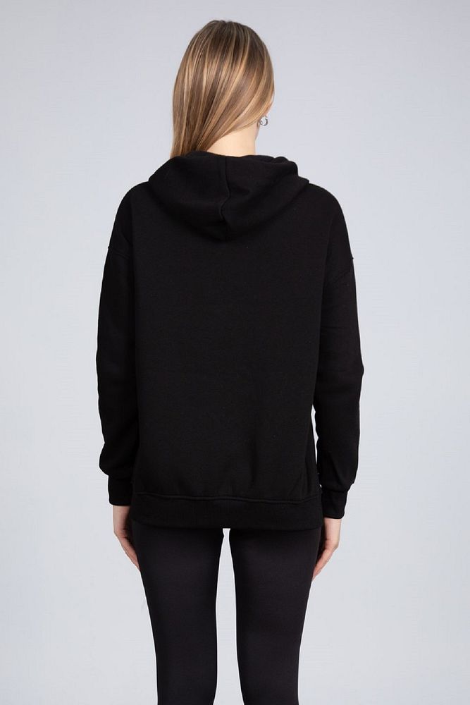Kadın Rahat Kalıp Fermuarlı Kapüşonlu Sweatshirt