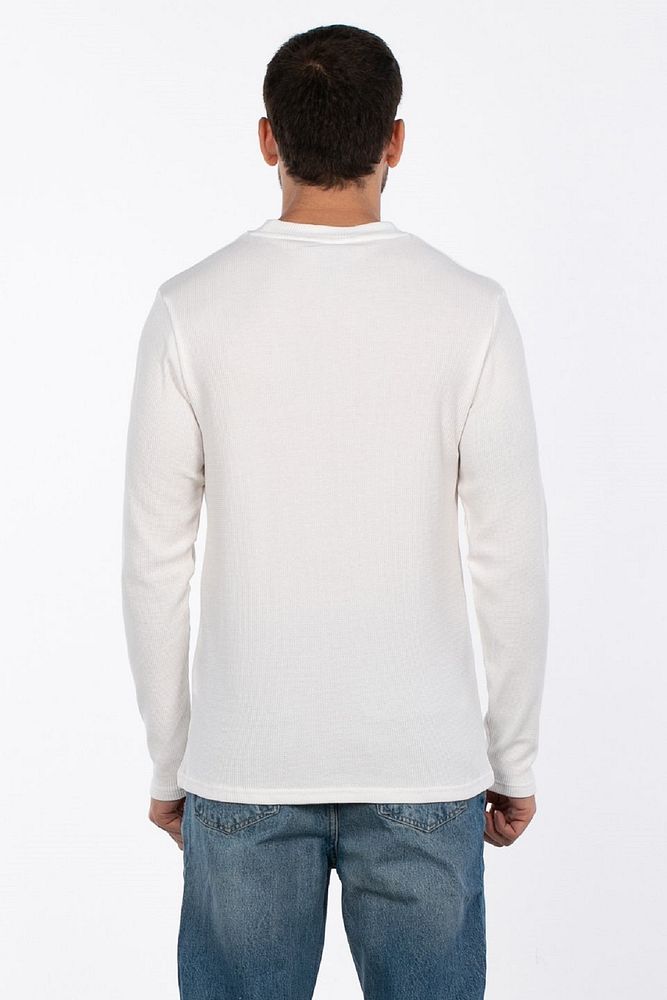 Erkek Bisiklet Yaka Waffle Nefes Alabilen Pamuklu Esnek Sweatshirt