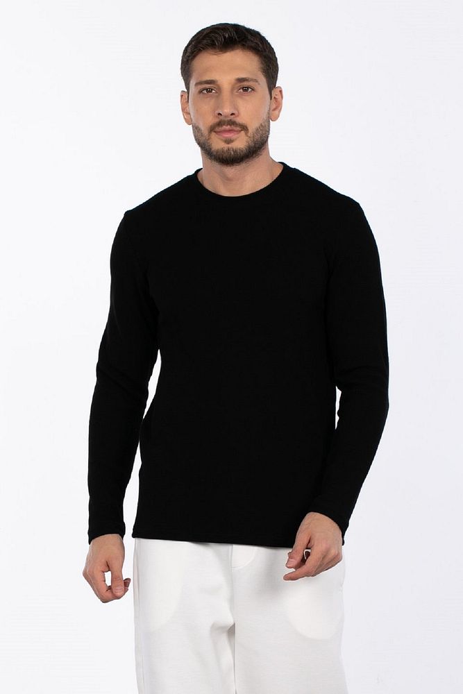 Erkek Bisiklet Yaka Waffle Nefes Alabilen Pamuklu Esnek Sweatshirt